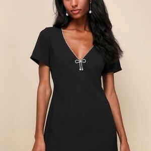 NY & Company Elegant Black V-Neck Dress
